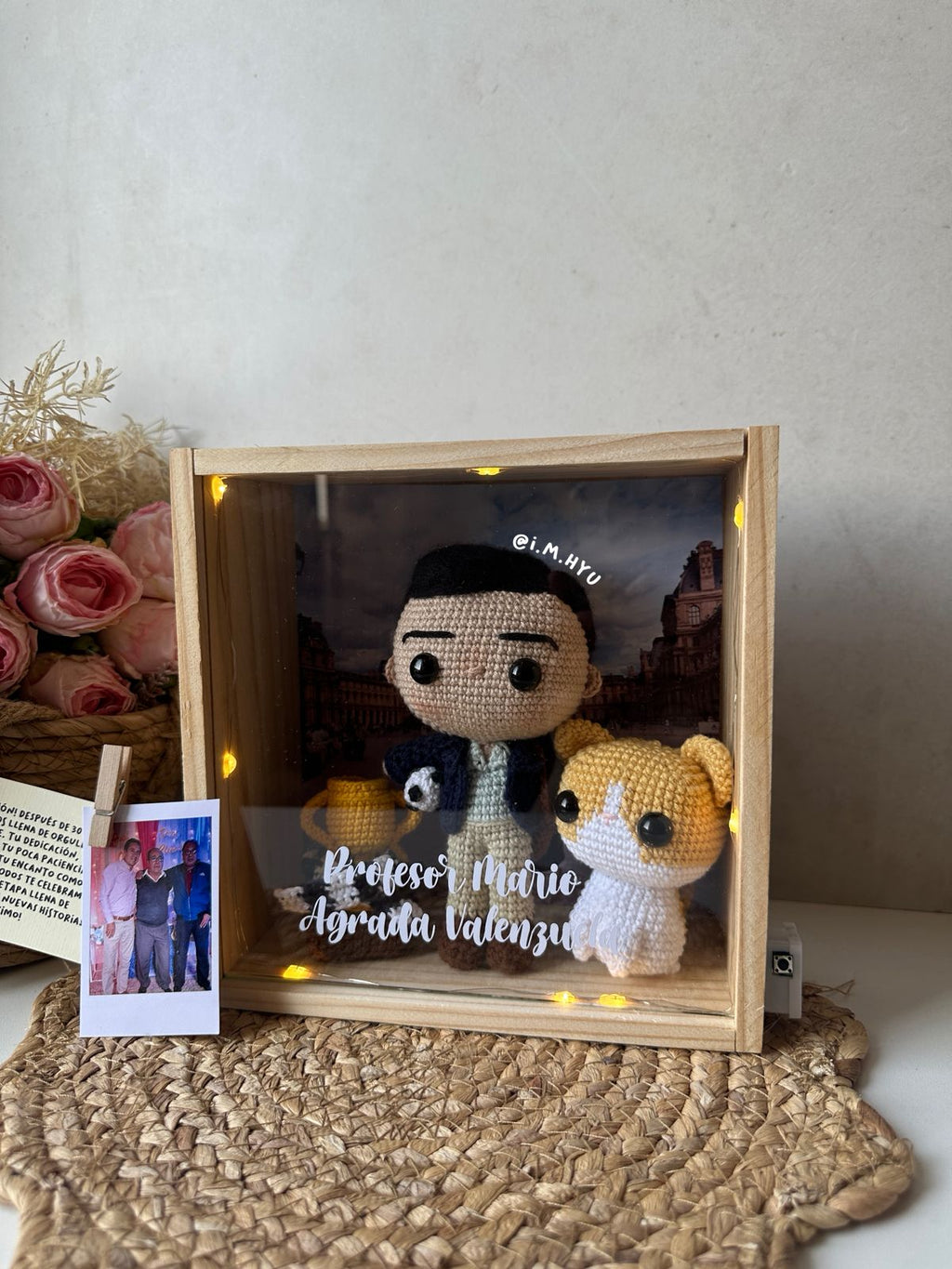 FUNKO + MASCOTA EN CUADRO DE PINO
